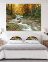 Forest Waterfall with Yellow Trees - Landscape Canvas Art Print