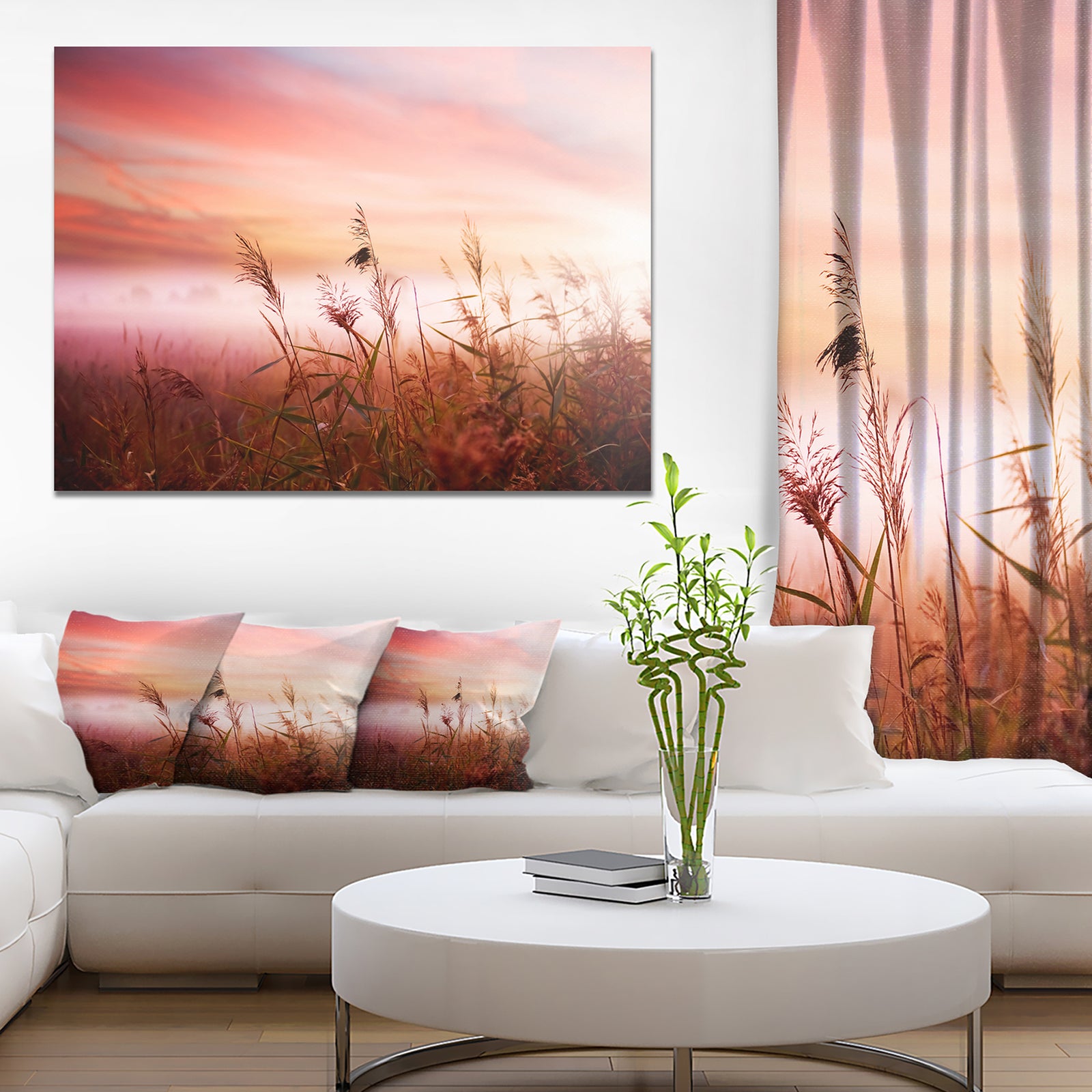 Foggy Land with Early Morning Mist - Landscape Artwork Canvas Print