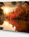 Colorful Fall Sunset over River - Landscape Canvas Art Print