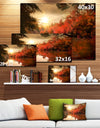 Colorful Fall Sunset over River - Landscape Canvas Art Print