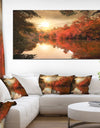 Colorful Fall Sunset over River - Landscape Canvas Art Print