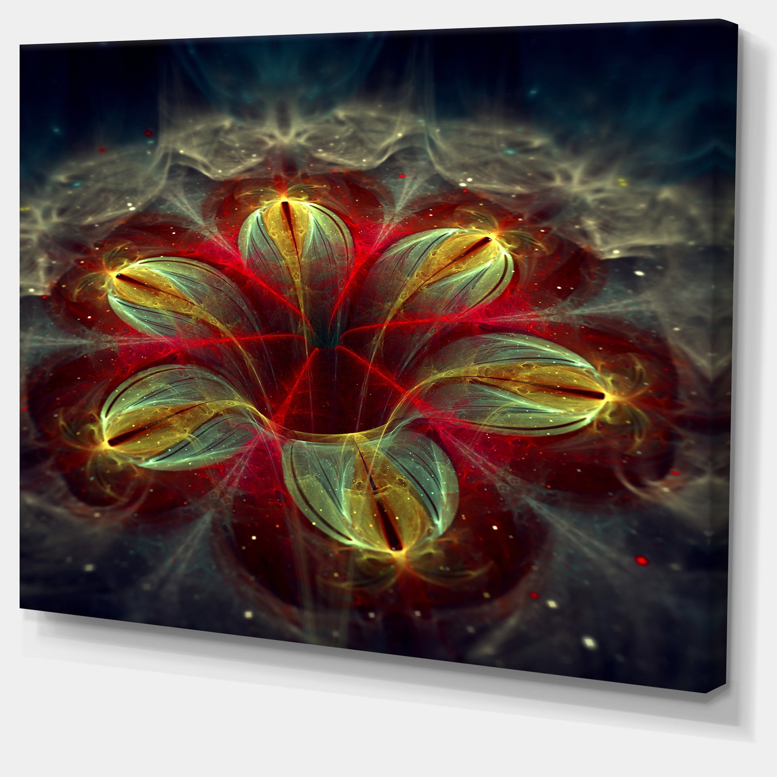 Red Golden Colorful Fractal Design - Modern Floral Wall Artwork