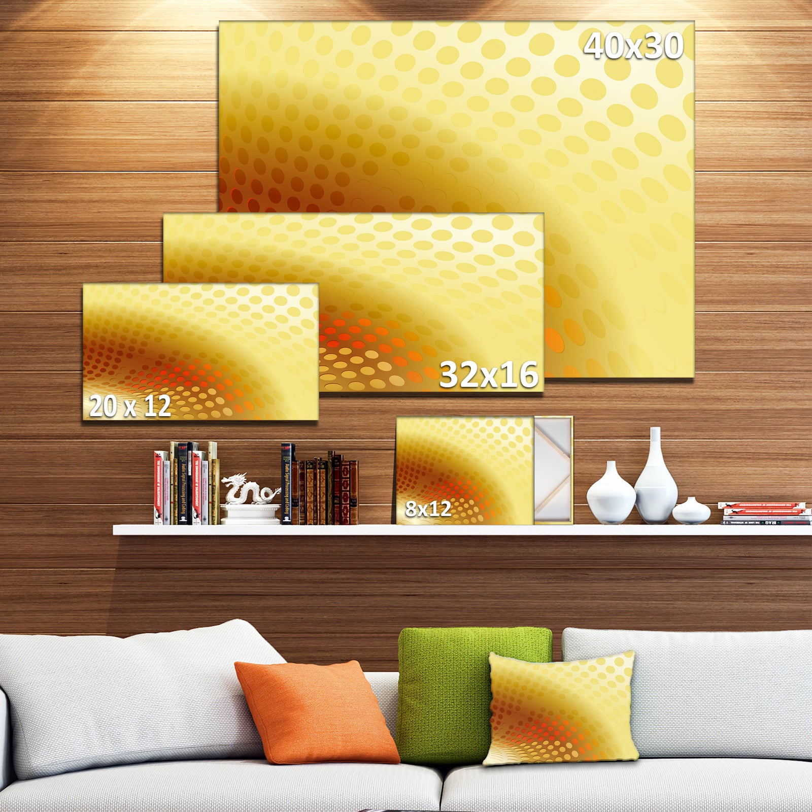 Golden Fractal Abstract Pattern - Large Abstract Canvas Artwork