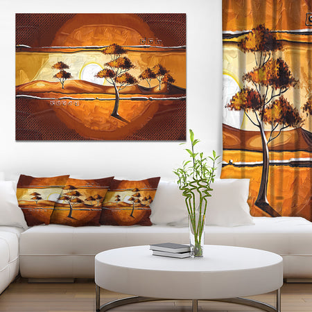 African Motive Art Watercolor - Modern Landscape Wall Art Canvas