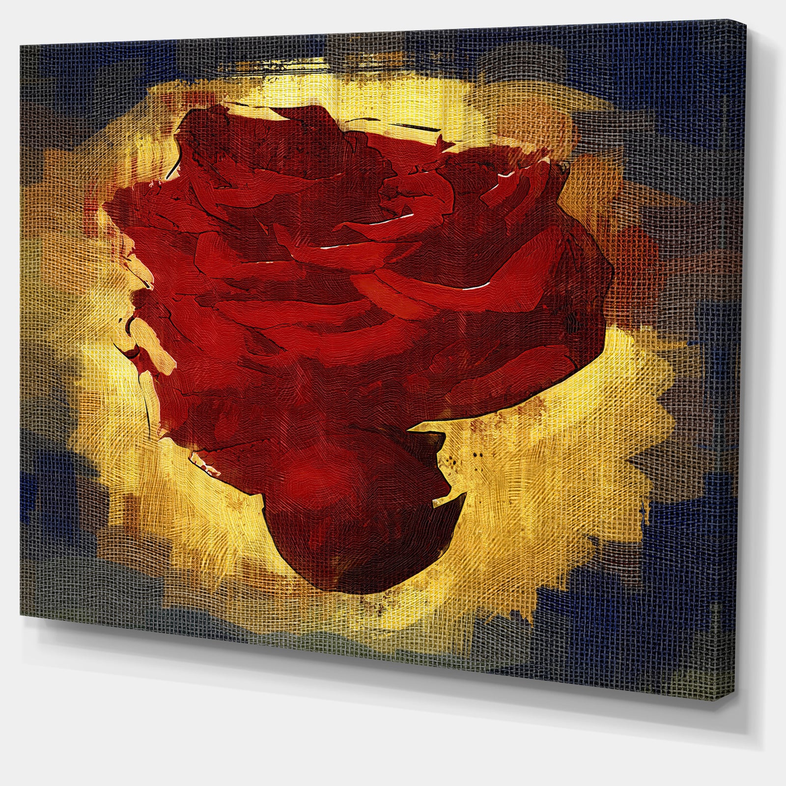 Vintage Background With Red Flower - Modern Flower Canvas Wall Artwork