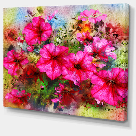 Purple Flowers Composition Watercolor - Floral Canvas Artwork