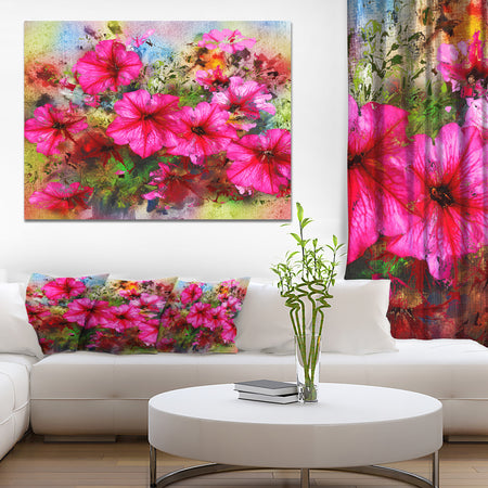 Purple Flowers Composition Watercolor - Floral Canvas Artwork