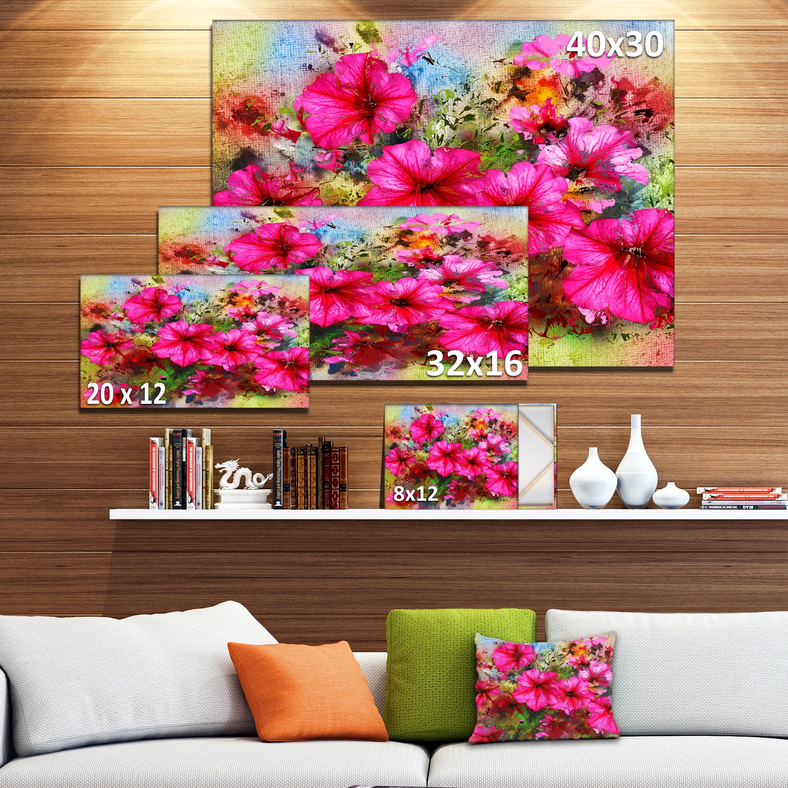 Purple Flowers Composition Watercolor - Floral Canvas Artwork