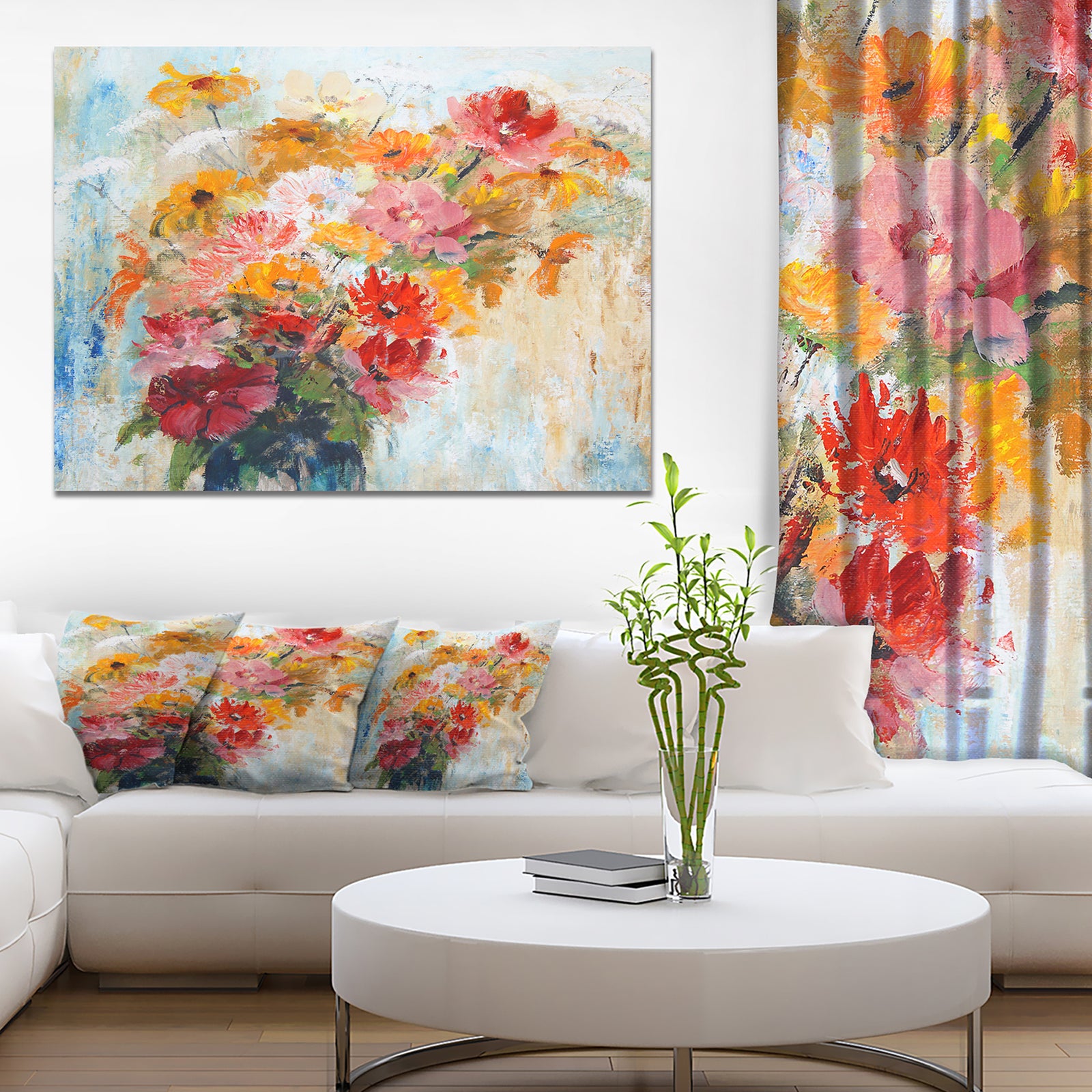 Flowers in Vase Painted Illustration - Floral Canvas Artwork
