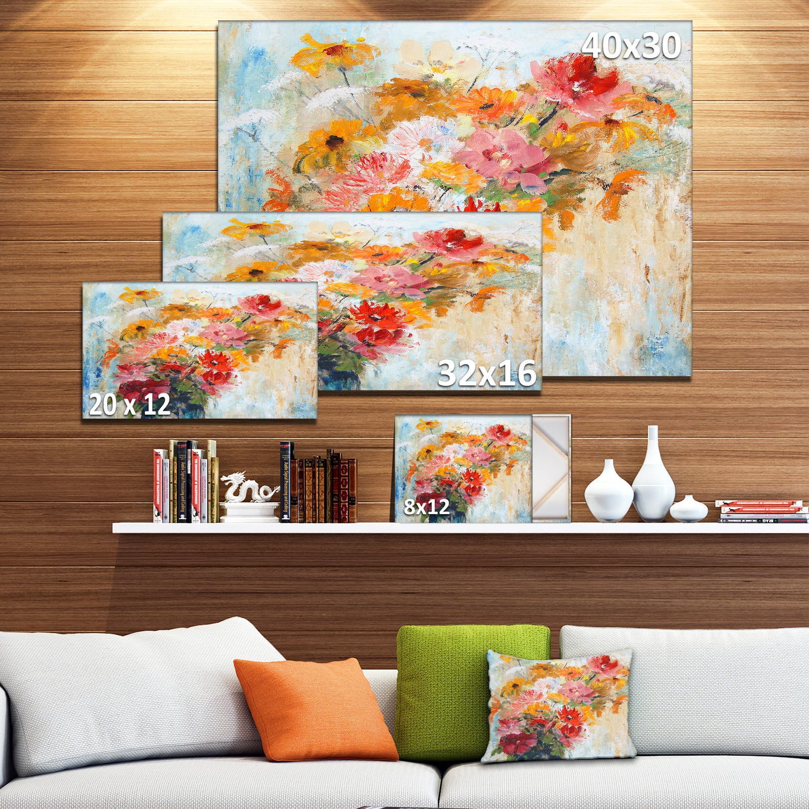 Flowers in Vase Painted Illustration - Floral Canvas Artwork