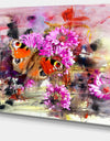 Pink Flowers and Cute Butterflies - Floral Canvas Artwork