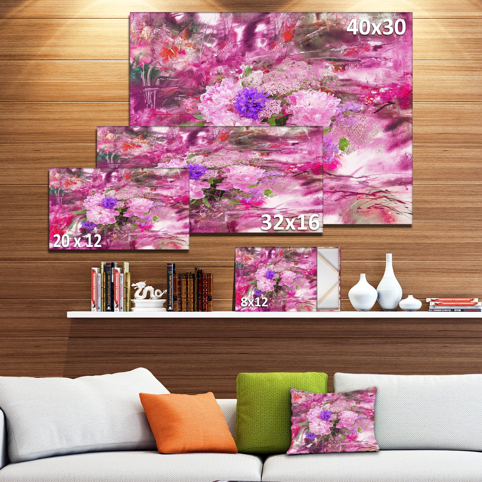 Abstract Background with Pink Peony - Extra Large Floral Wall Art