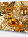 Yellow Flowers with Brown Background - Extra Large Floral Wall Art