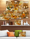 Yellow Flowers with Brown Background - Extra Large Floral Wall Art