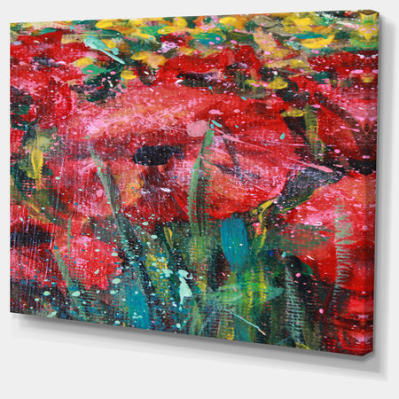 Red Poppies Acrylic Drawing - Extra Large Floral Wall Art