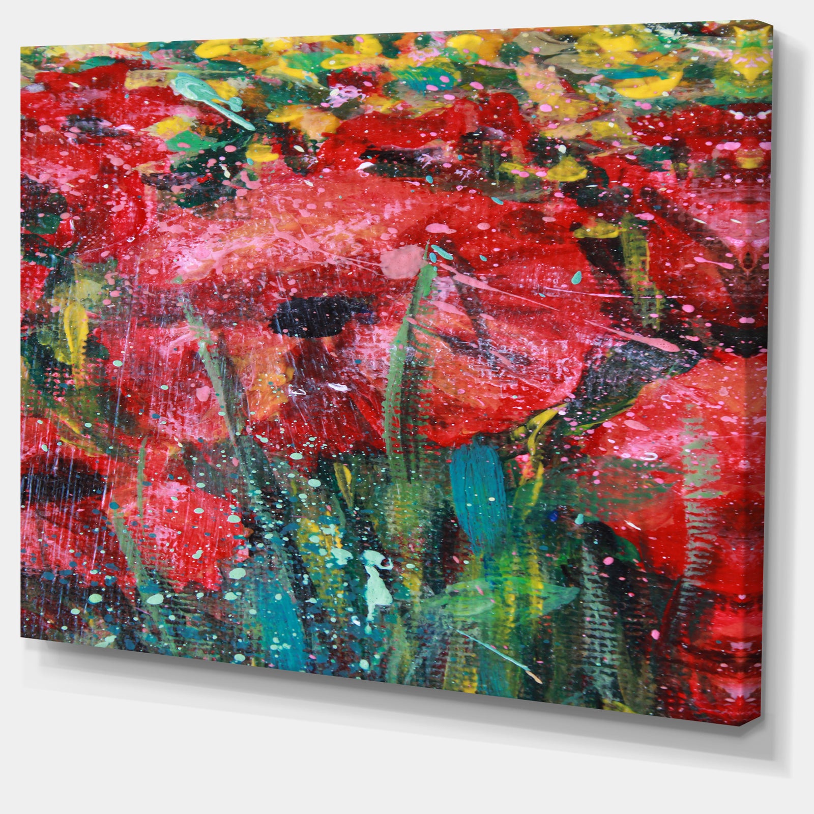 Red Poppies Acrylic Drawing - Extra Large Floral Wall Art