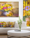 Yellow Sunflower and Violet Aster Flowers - Extra Large Floral Wall Art