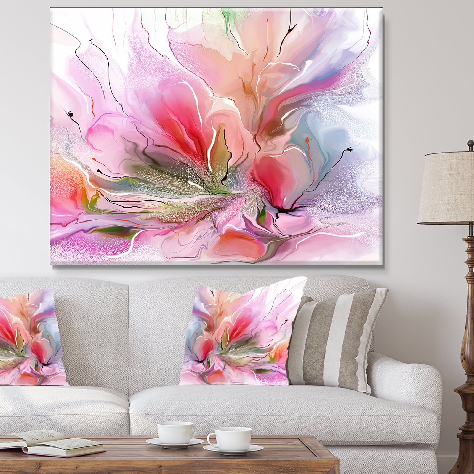 Lovely Painted Floral Design - Extra Large Floral Wall Art