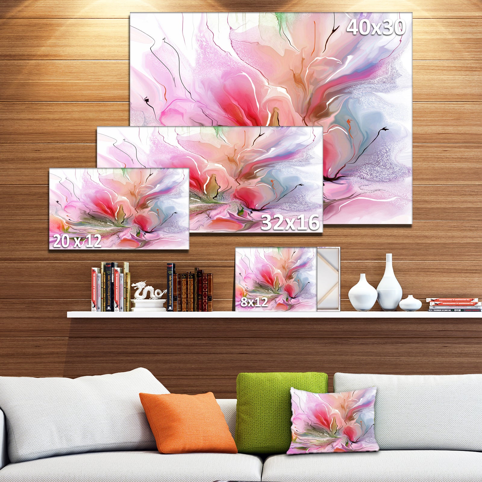 Lovely Painted Floral Design - Extra Large Floral Wall Art