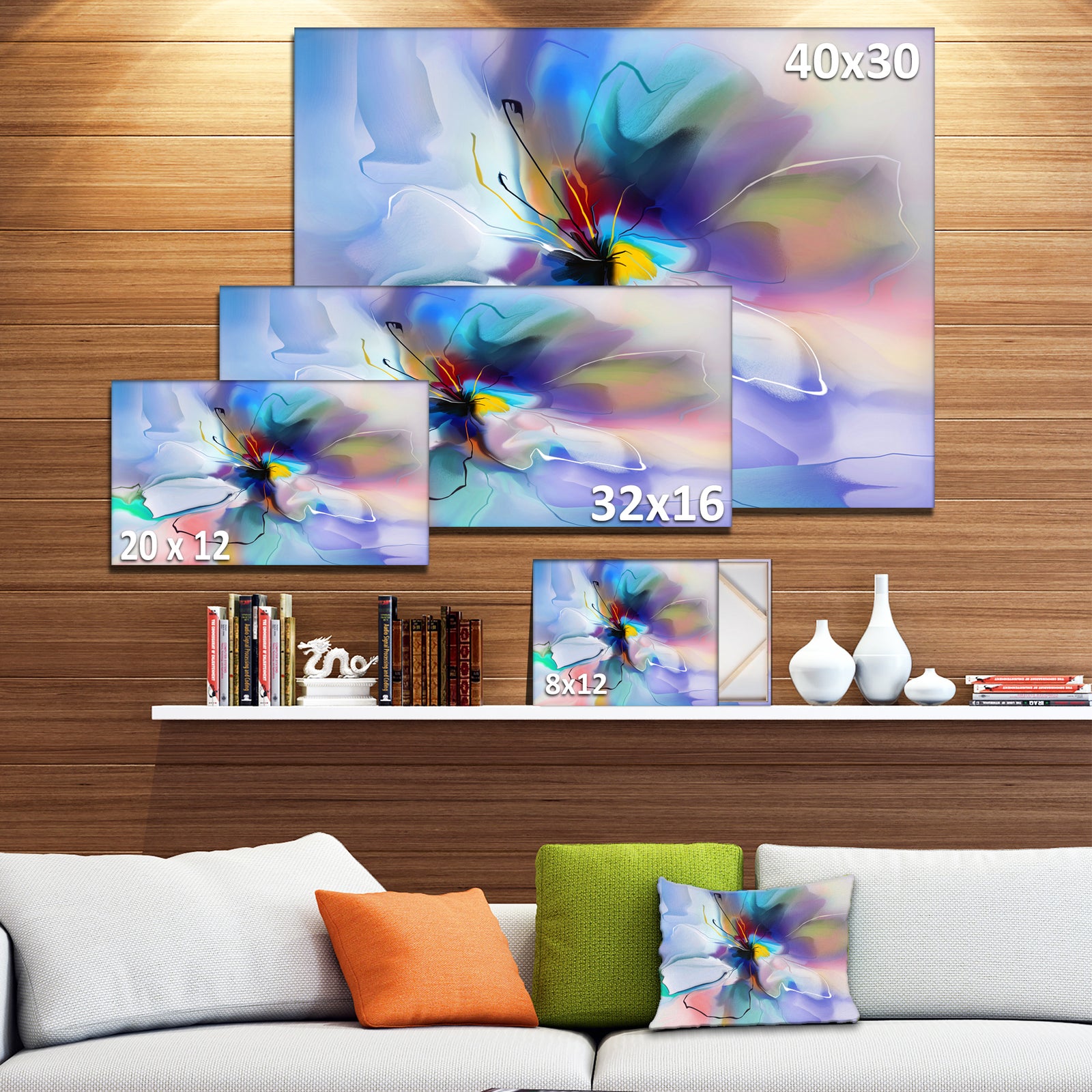 Abstract Creative Blue Flower - Extra Large Floral Wall Art