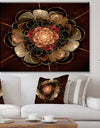 Dark Gold Red Fractal Flower Pattern - Extra Large Floral Wall Art