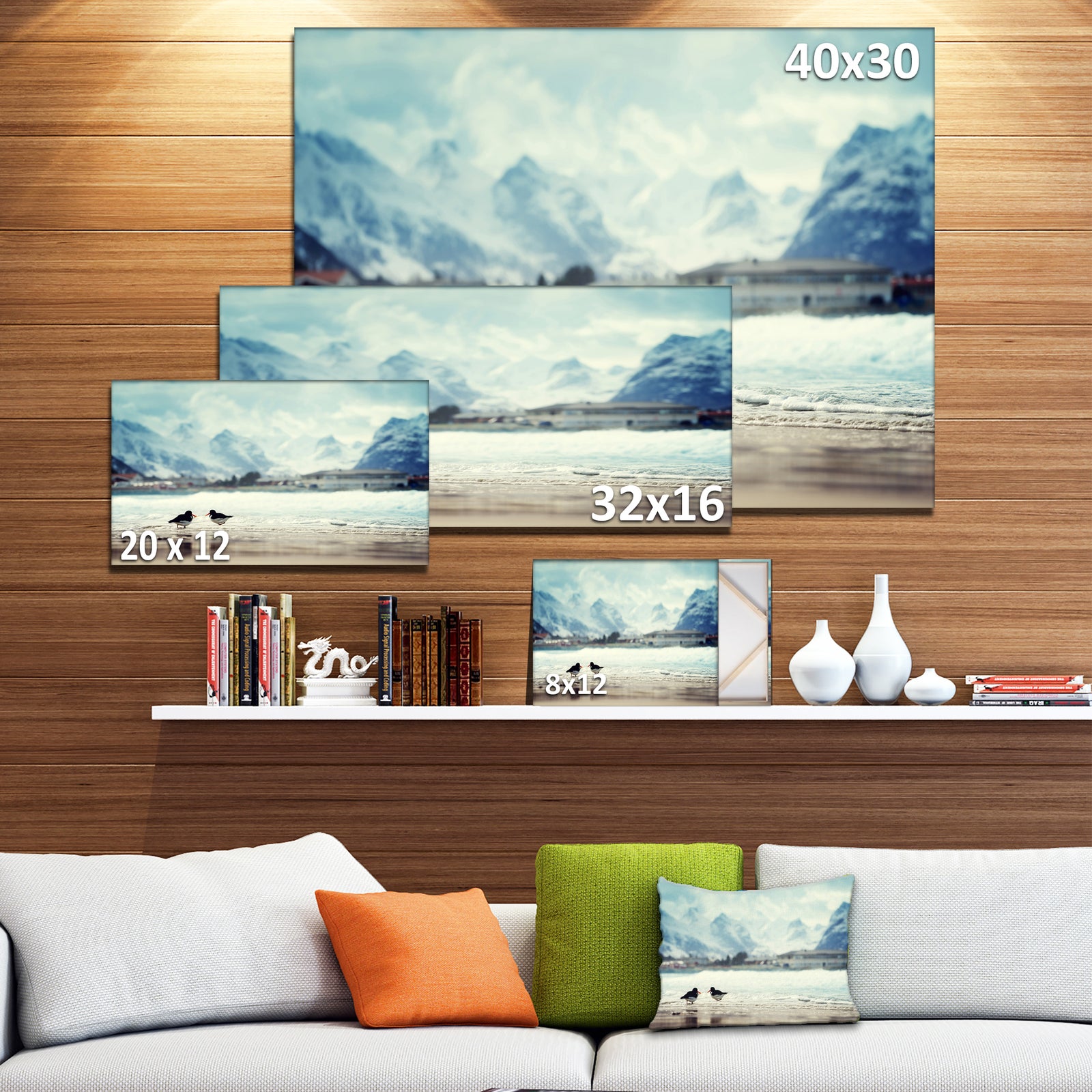Birds and Mountain Peak - Seashore Wall Art on Canvas