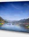 Boats in Pokhara Lake - Modern Seashore Canvas Wall Art