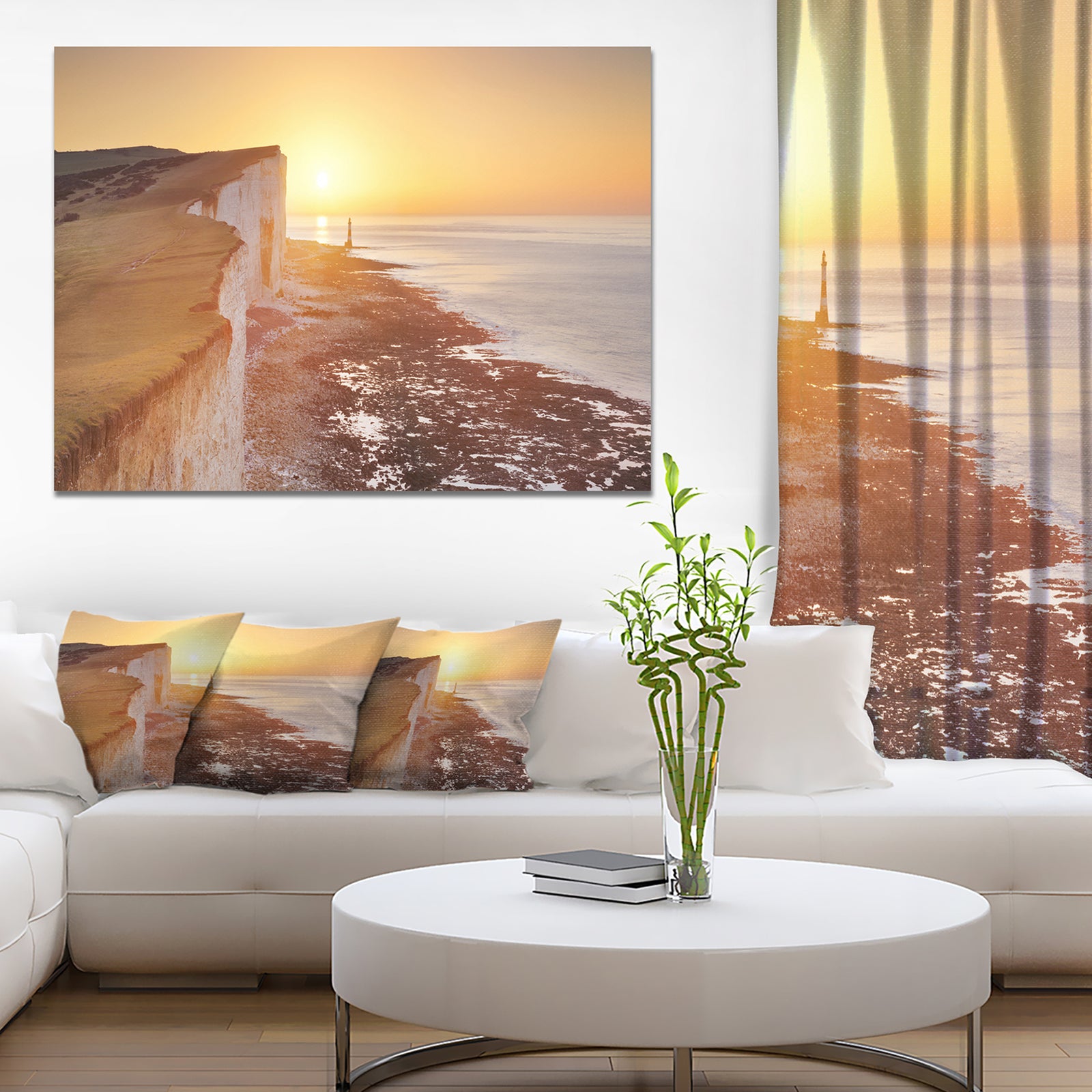Sunrise over South Coast of England - Modern Seashore Canvas Wall Art