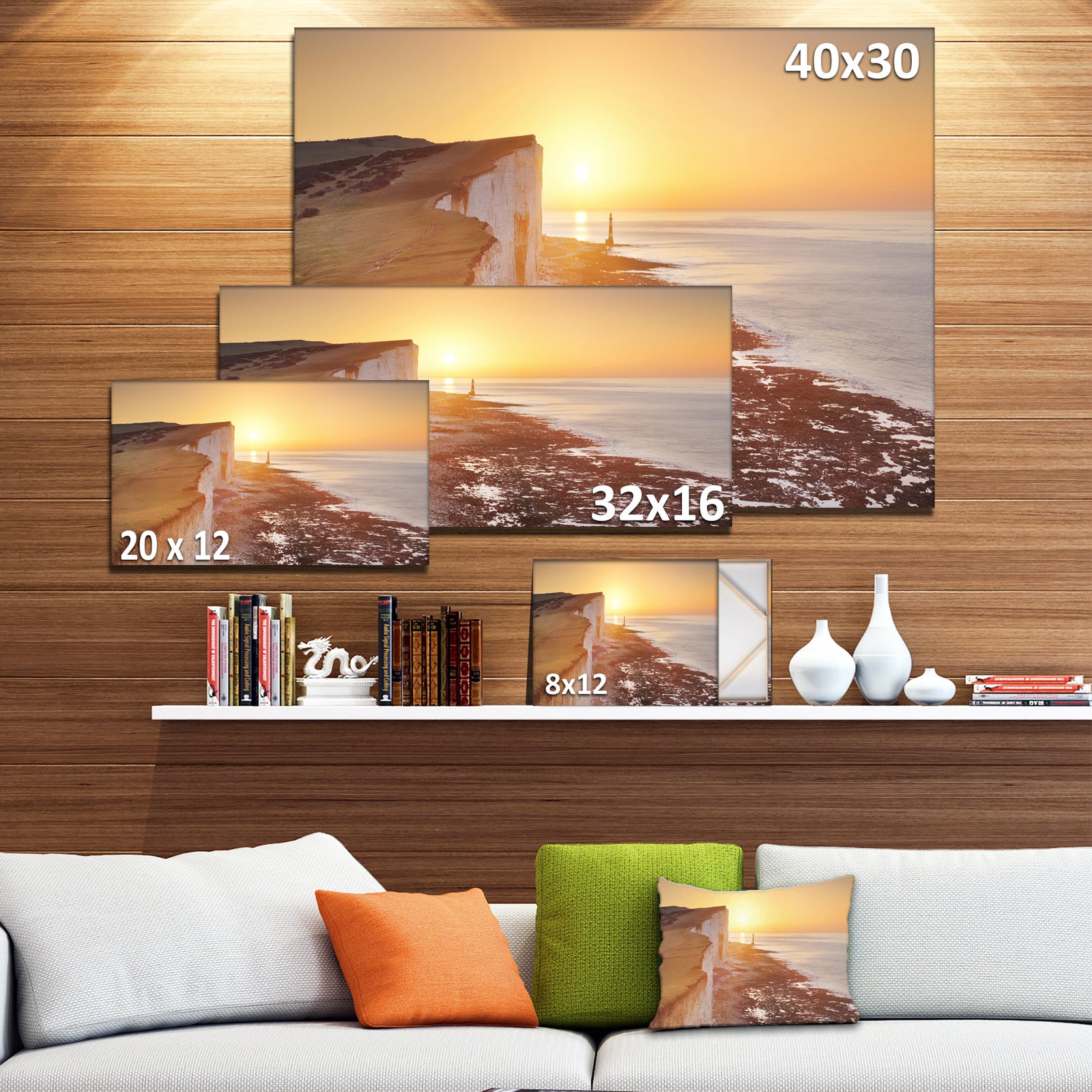 Sunrise over South Coast of England - Modern Seashore Canvas Wall Art