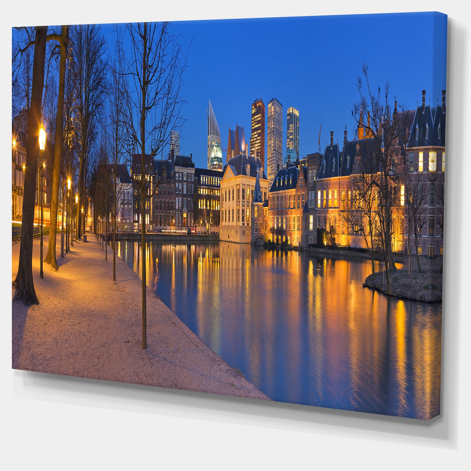Binnenhof in the Hague Panorama - Modern Seashore Canvas Wall Art