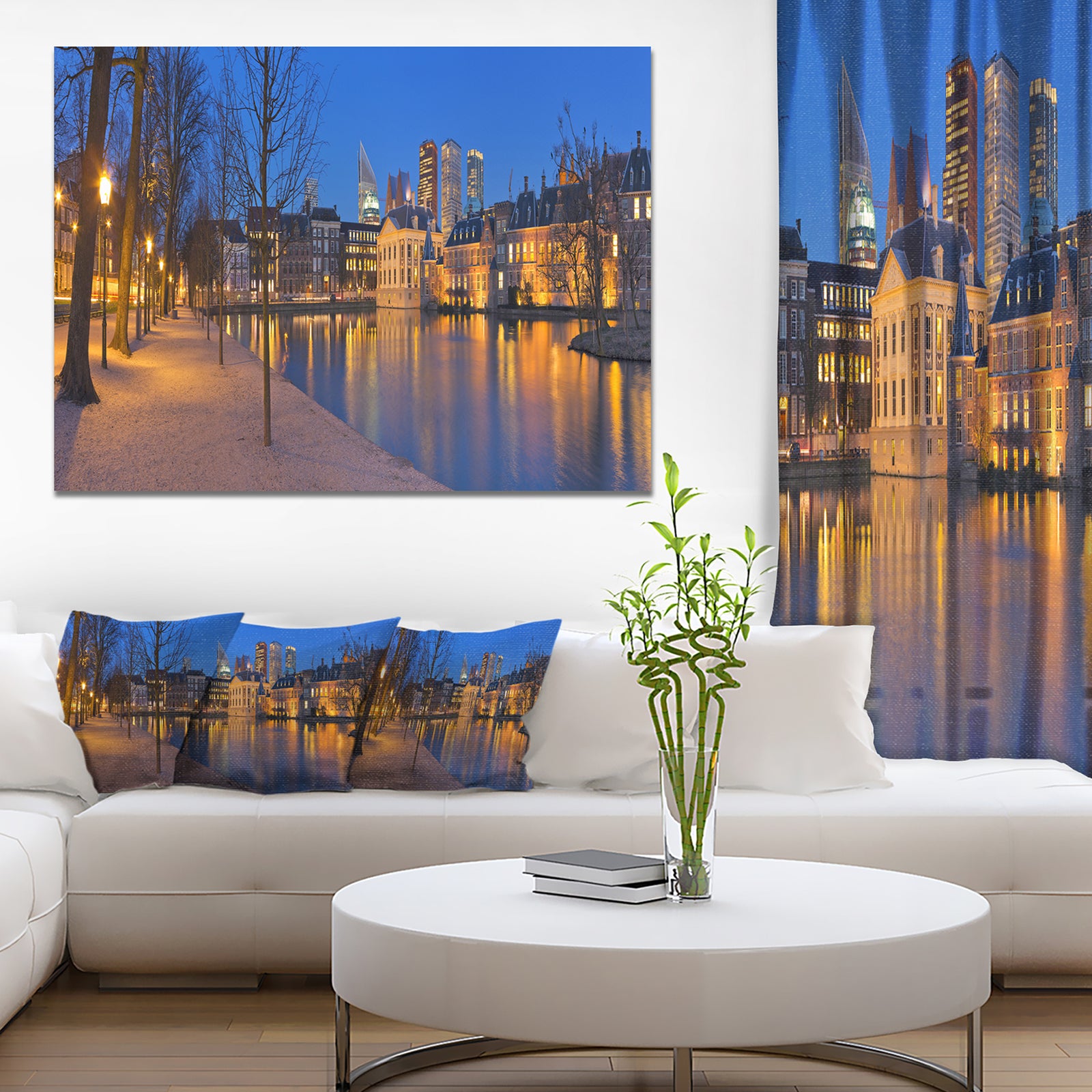 Binnenhof in the Hague Panorama - Modern Seashore Canvas Wall Art