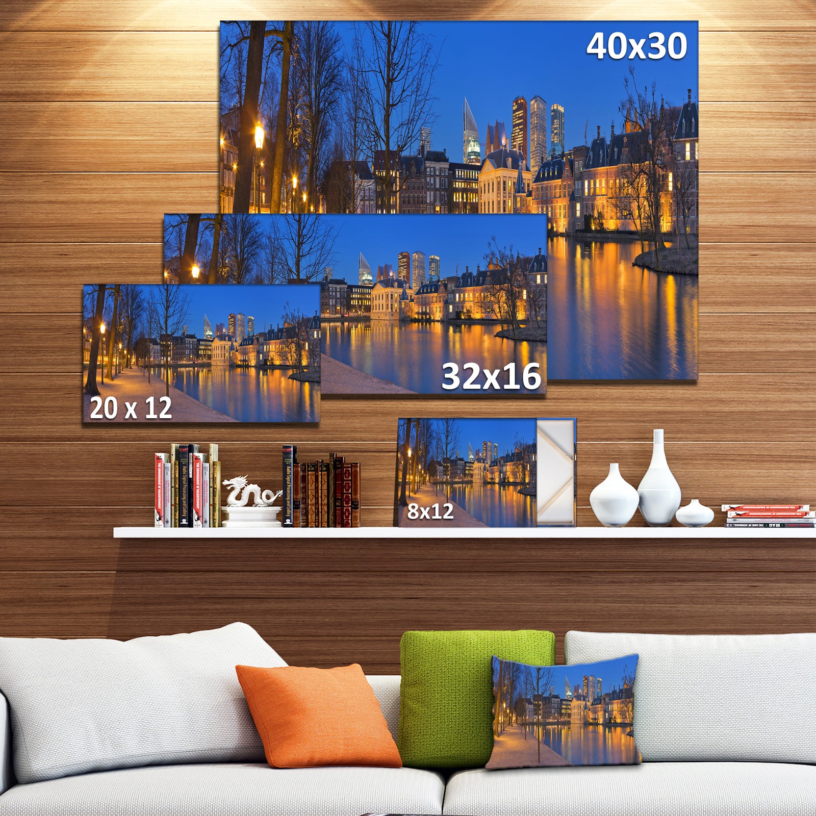 Binnenhof in the Hague Panorama - Modern Seashore Canvas Wall Art