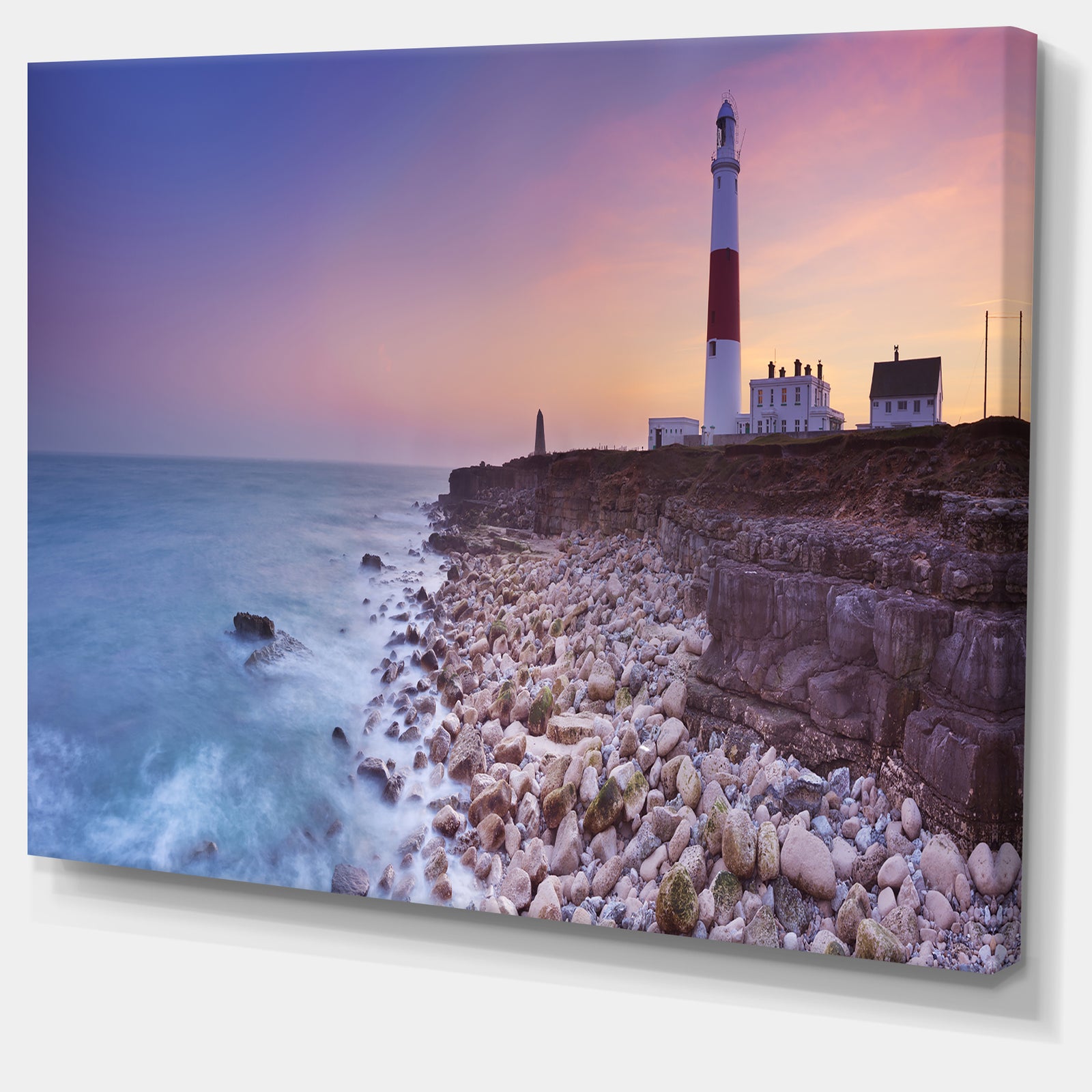 Portland Bill Lighthouse in Dorset - Modern Seashore Canvas Wall Art