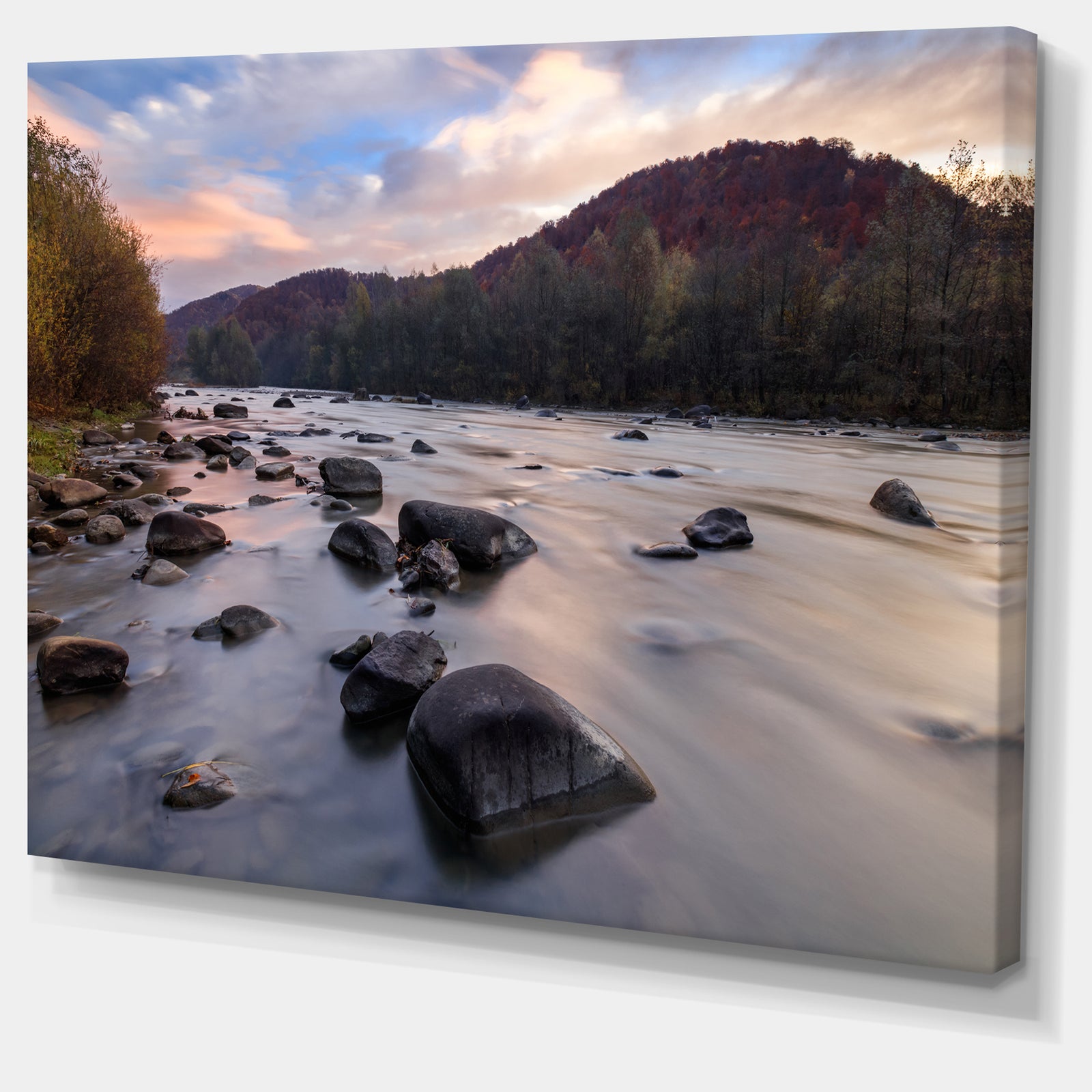 Rocky Mountain River in Autumn - Seashore Wall Art on Canvas