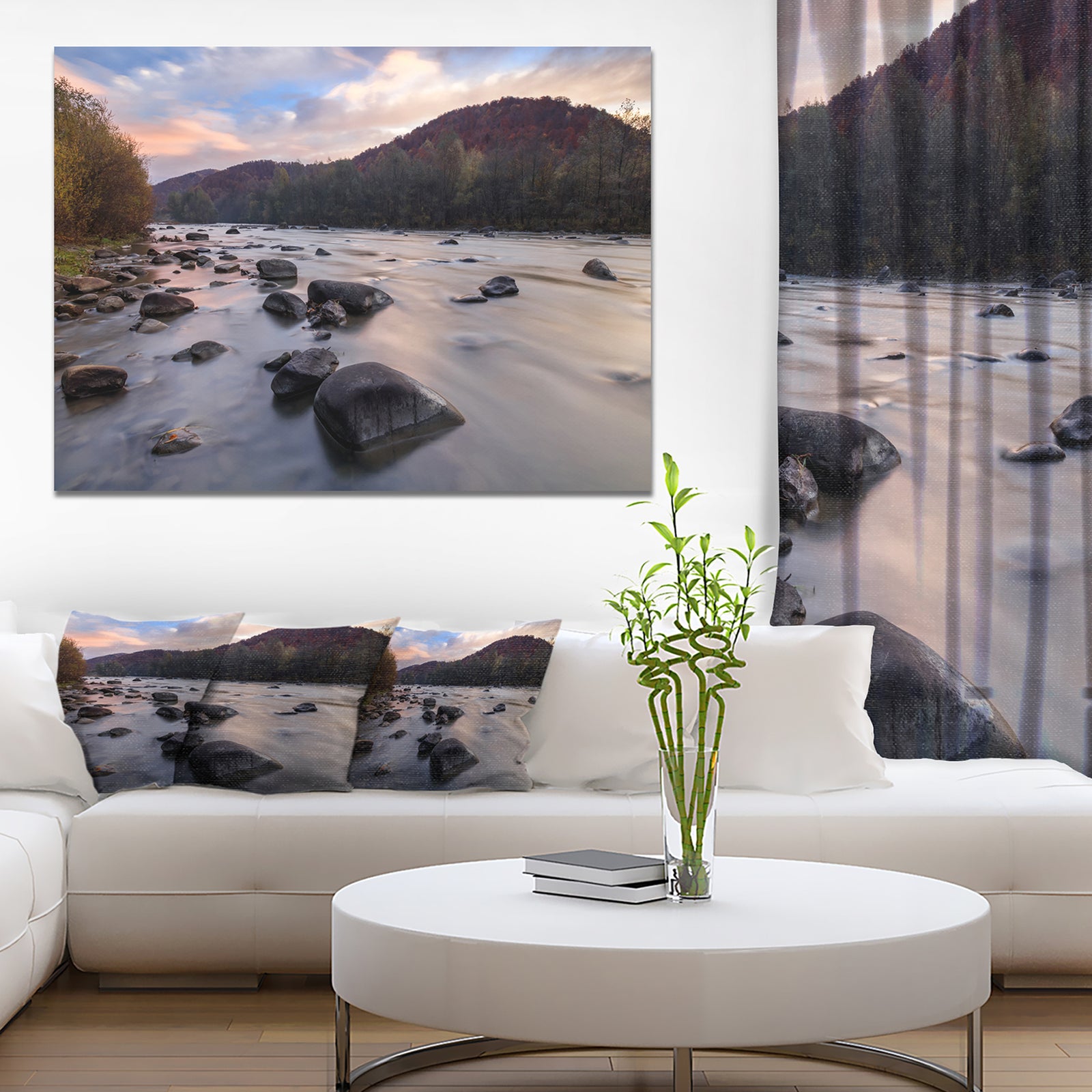 Rocky Mountain River in Autumn - Seashore Wall Art on Canvas