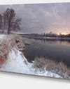 Winter River in Dark Morning - Seashore Wall Art on Canvas