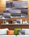 Winter River in Dark Morning - Seashore Wall Art on Canvas