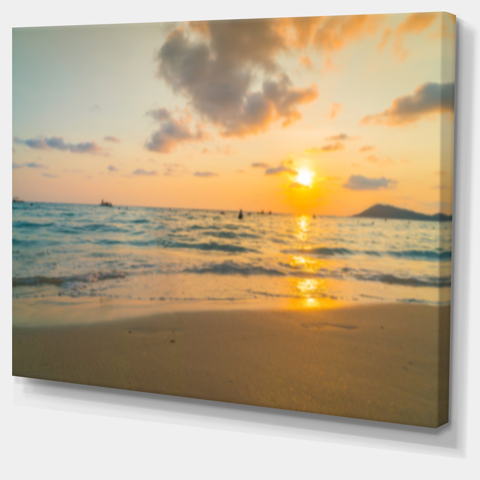 Stylish Blur Sunset over the Sea - Seashore Wall Art on Canvas