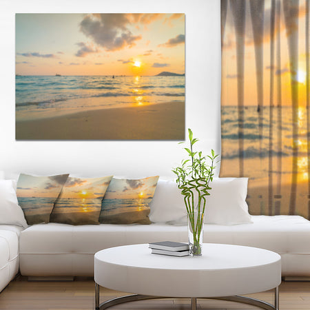 Stylish Blur Sunset over the Sea - Seashore Wall Art on Canvas
