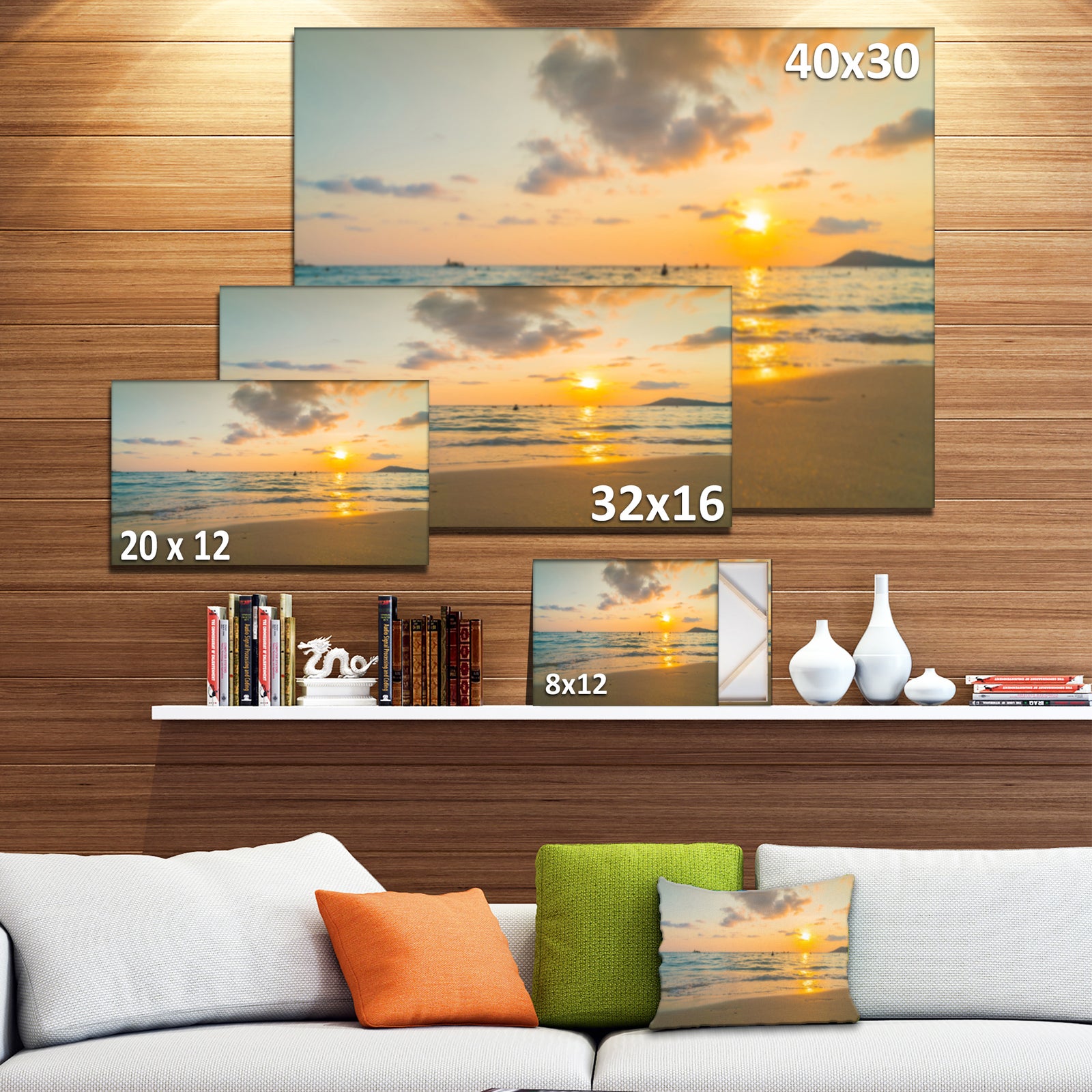 Stylish Blur Sunset over the Sea - Seashore Wall Art on Canvas