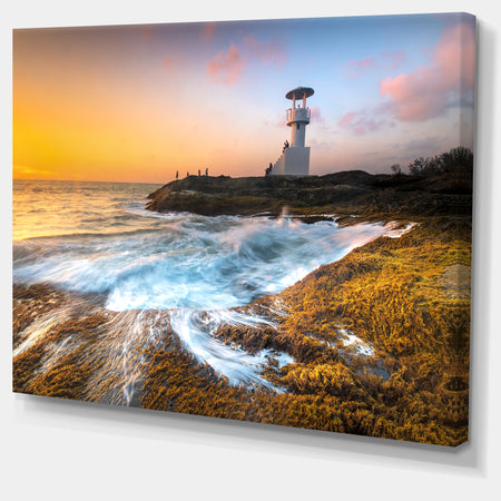 Lighthouse on Beautiful Seashore - Seashore Wall Art on Canvas