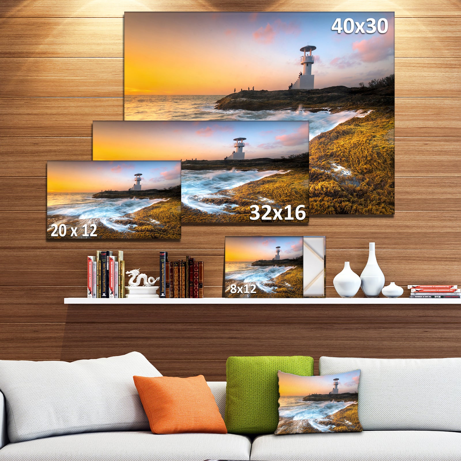 Lighthouse on Beautiful Seashore - Seashore Wall Art on Canvas