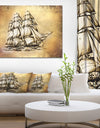 Moving Old Sailboat Drawing - Seashore Wall Art on Canvas