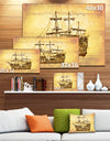 Brown Ancient Moving Boat - Seashore Wall Art on Canvas