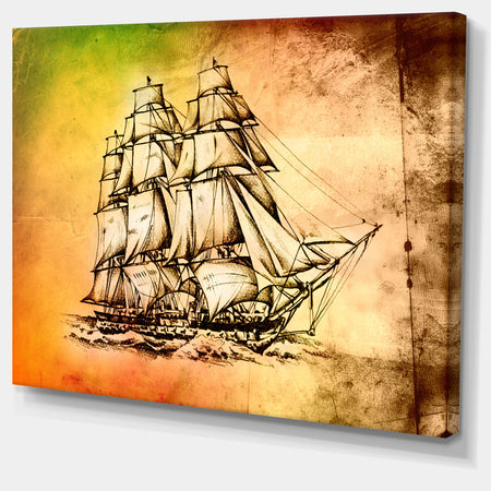 Large Ancient Moving Boat - Seashore Wall Art on Canvas