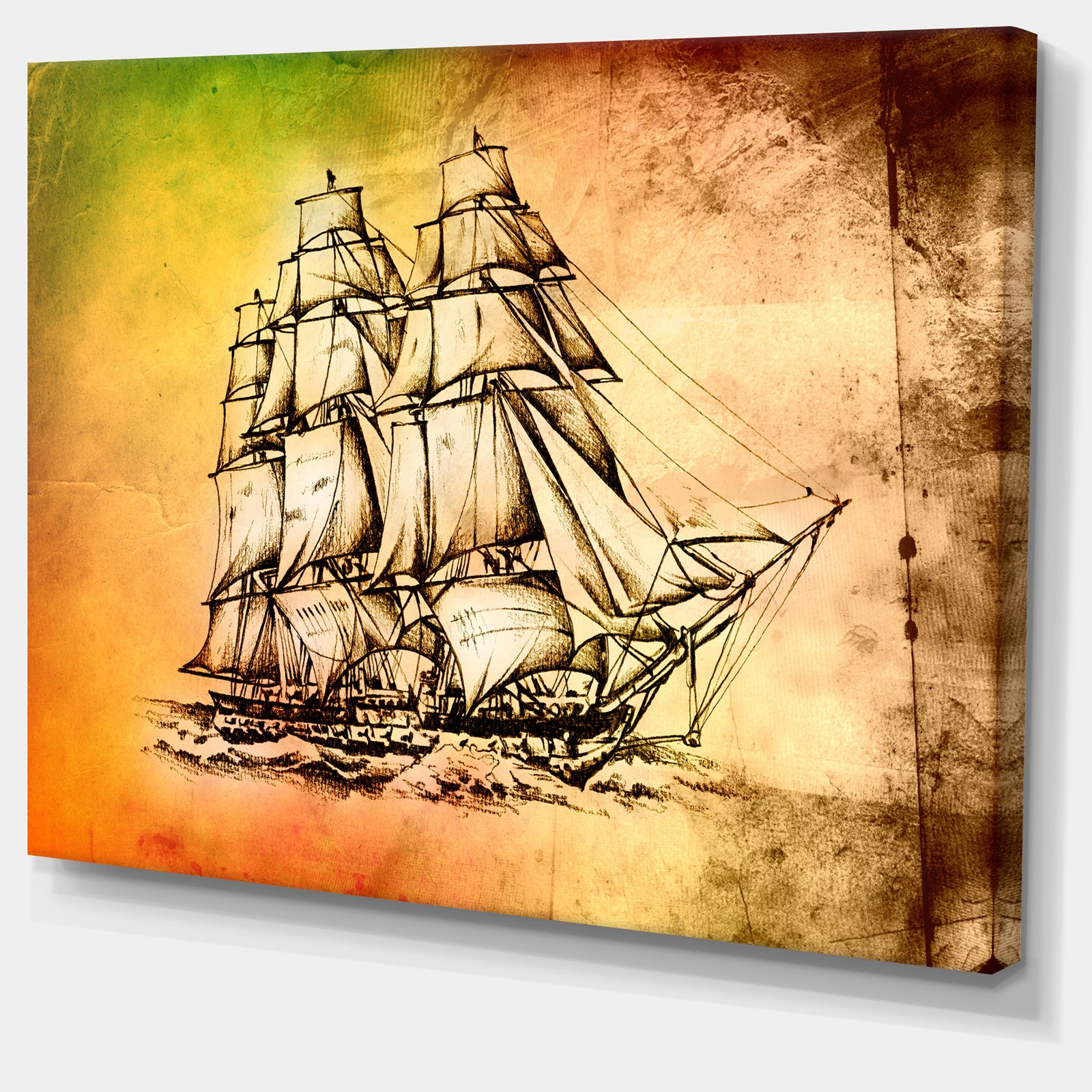 Large Ancient Moving Boat - Seashore Wall Art on Canvas