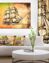 Large Ancient Moving Boat - Seashore Wall Art on Canvas