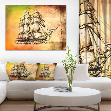 Large Ancient Moving Boat - Seashore Wall Art on Canvas