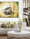 Drawing of Large Ancient Boat - Seashore Wall Art on Canvas