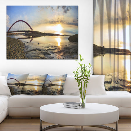 Bridge Sunset Panorama - Seashore Wall Art on Canvas